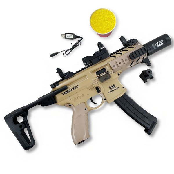 Exquisite Engraving Mpx Gel Blaster High Rate of Fire Smooth Shooting With 7 Colors of Lighted Silencer