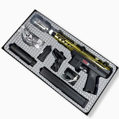 Gold Sliver TEC9 Gel Blaster With 7 Colors of Lighted Silencer
